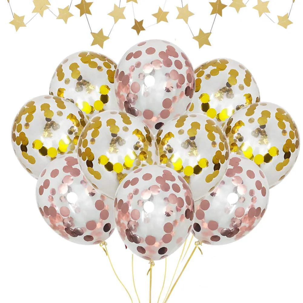 Amazon 18-дюймовые розовое золото конфетти блесток прозрачные резиновые воздушные шары золотые блестки на день рождения праздничные украшения: воздушные шары