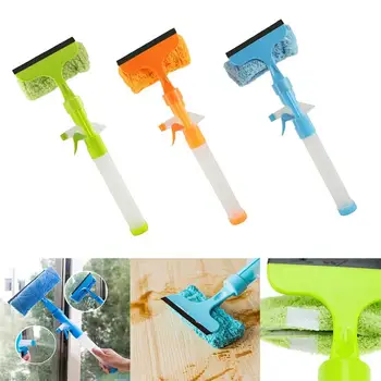 

3 in 1 Double-sided Glass Cleaner Water Spray Window Scraper Cleaning Brush for Home Office Car Window Blue Green Orange A30