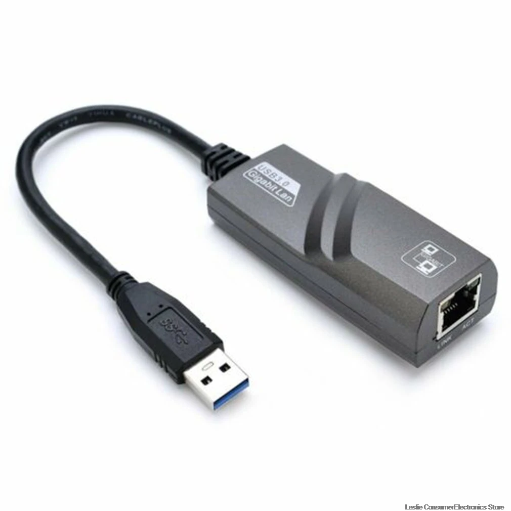 Черный USB 3,0 к Gigabit Ethernet RJ45 LAN(10/100/1000) Мбит/с сетевой адаптер для ПК ноутбука Win - Цвет: Черный
