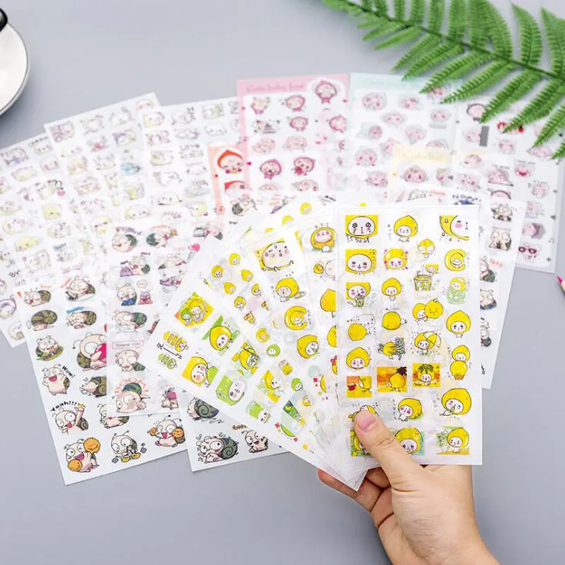 

6 Sheets / Pack Japanese Creative Lemon Cat Snail Cute Sticker DIY Decoration Diary Scrapbook Label Children Stationery Gift