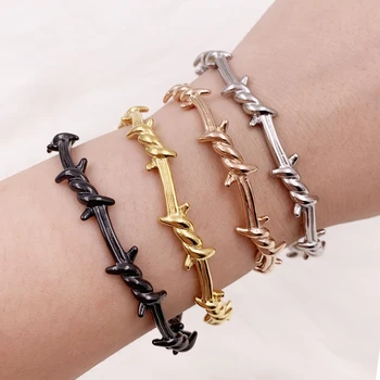 

Mavis Hare Euramerican Pop Stainless Steel Cuff Open Bangle twisted brambles wire lovers C shape Cuff Open bracelet bangle