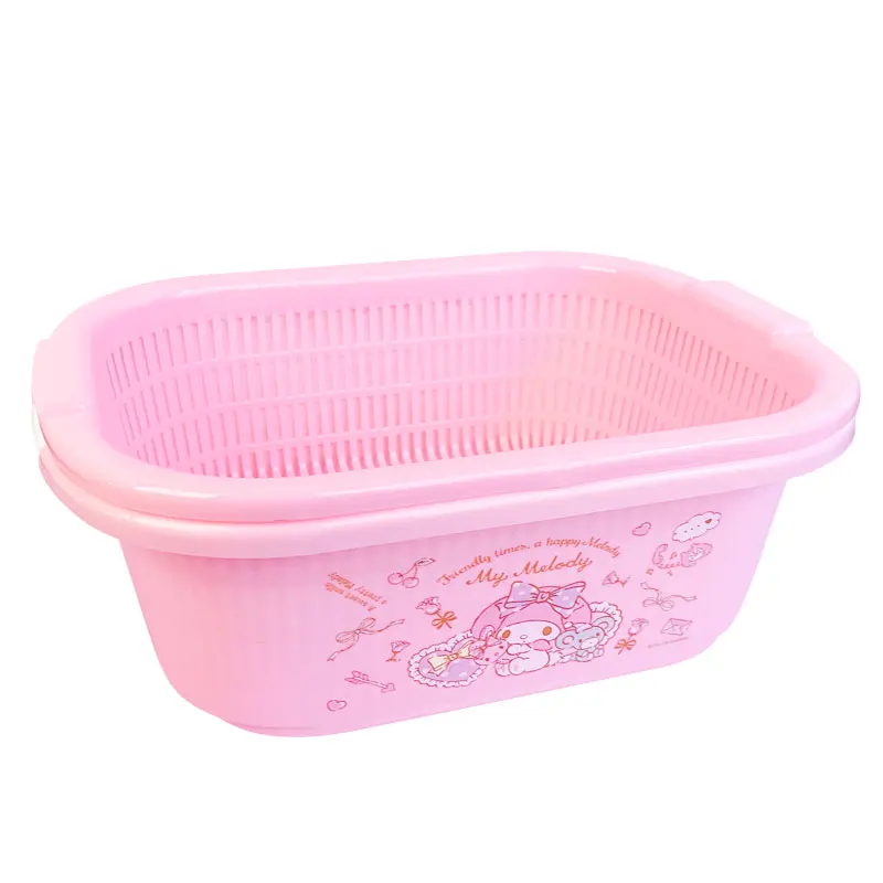 Hello Kitty Kitchen Double Wash Basket Drain Basket Cute Creative Home Multifunctional Washbasin Fruit Storage Basket