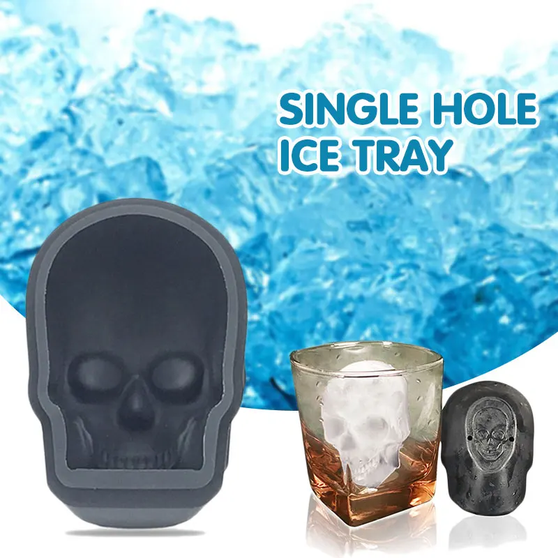 Череп лоток для льда прессформы 1-полости eco-friendly льда прессформы Кухня поставки конфет Творческий форма для льда для виски
