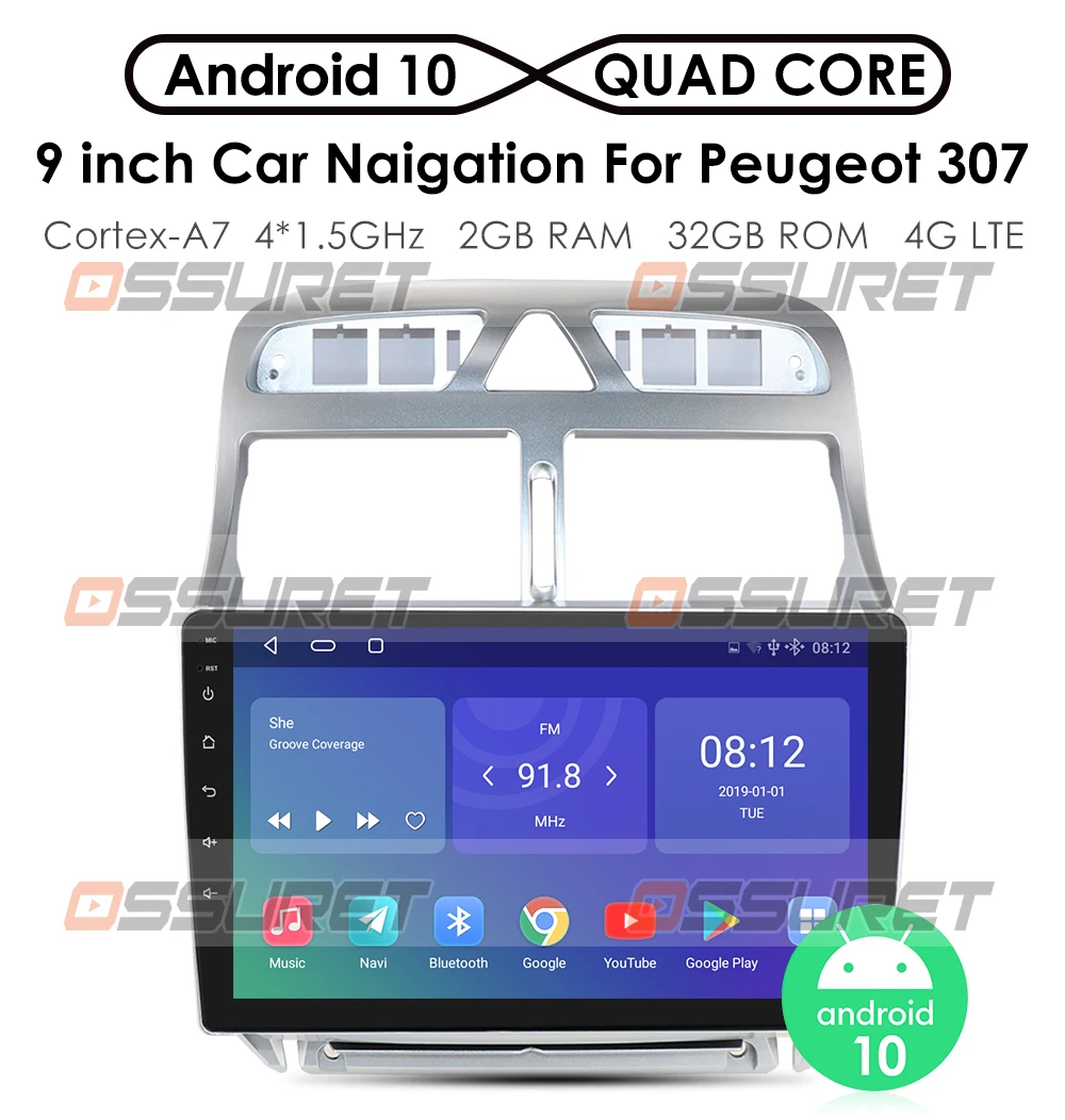 Автомобильный мультимедийный плеер без DVD Android 10 2 Гб ОЗУ 32 ПЗУ GPS-навигация для