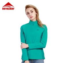 ROYALWAY женская футболка со стоячим воротником и длинным рукавом, куртка для бега, спортивный флисовый софтшелл, Свитера для упражнений на открытом воздухе, RFLL3350F