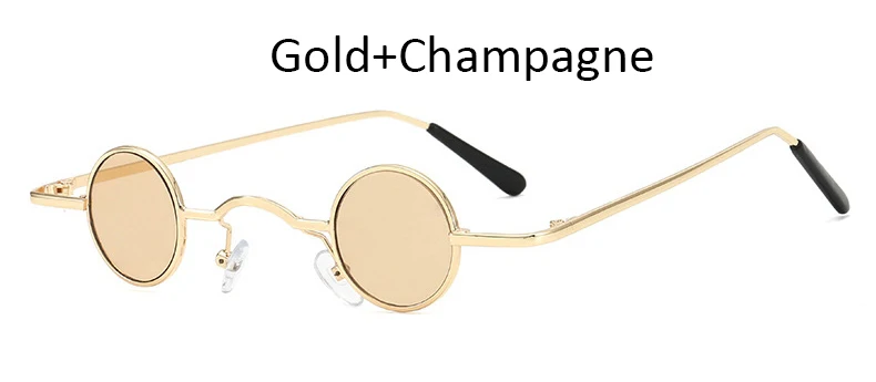 Gold Champagne Трендовые маленькие круглые солнцезащитные очки для женщин, модные роскошные мужские солнцезащитные очки в стиле панк с металлической оправой, винтажные Ретро солнцезащитные очки для женщин UV400 - Цвет линз: Gold Champagne