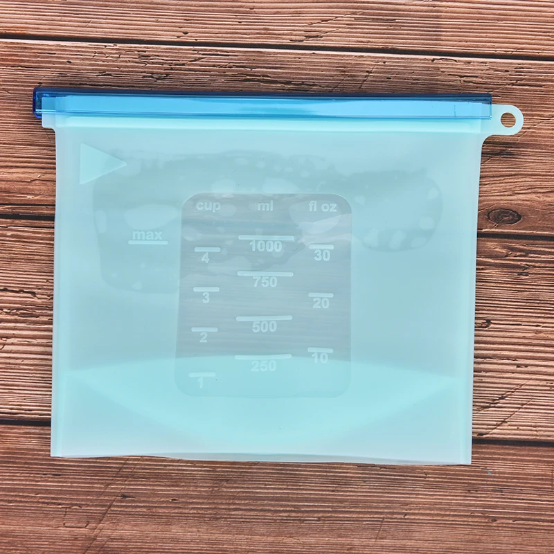 1 шт 1000 мл многоразовый силиконовый мешок для еды Zero Waste Ziplock сумка для хранения продуктов холодильник свежие сумки Организации