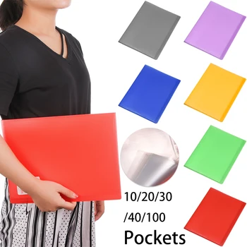 

6 Colors Flexible A4 File Folder Document Bag Pouch Bill Holder Organizer 10 20 30 40 Pockets Portfolio Office Student Supplies