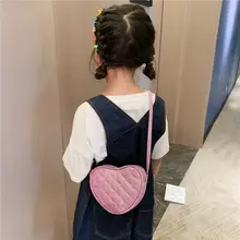 Детская сумка через плечо с блестками для девочек, милая маленькая сумка в форме сердца