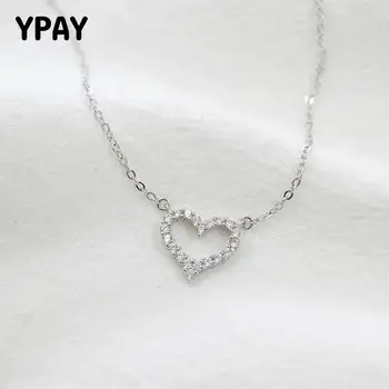 

YPAY Heart Love Wedding Engagement Pendant Neckalace Real 925 Sterling Silver Jewelry Necklaces Chain Gift For Women YMN036