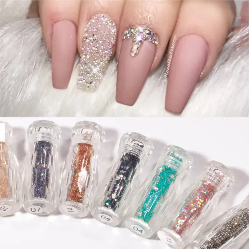 1 Box Transparent Bottle 3d Nail Beads Mixed Patterns Black Blue Star Shape Nail Rhinestones Nail Art Decoration Diy Accesoires Rhinestones Decorations Aliexpress