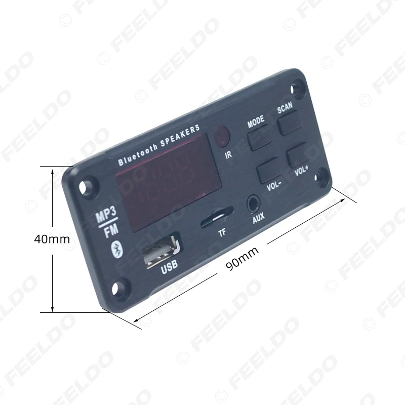 FEELDO автомобильный модуль Bluetooth 5,0 цветной дисплей USB MP3 плеер TF карта FM беспроводной пульт дистанционного декодирования Модуль DC12V# AM6229