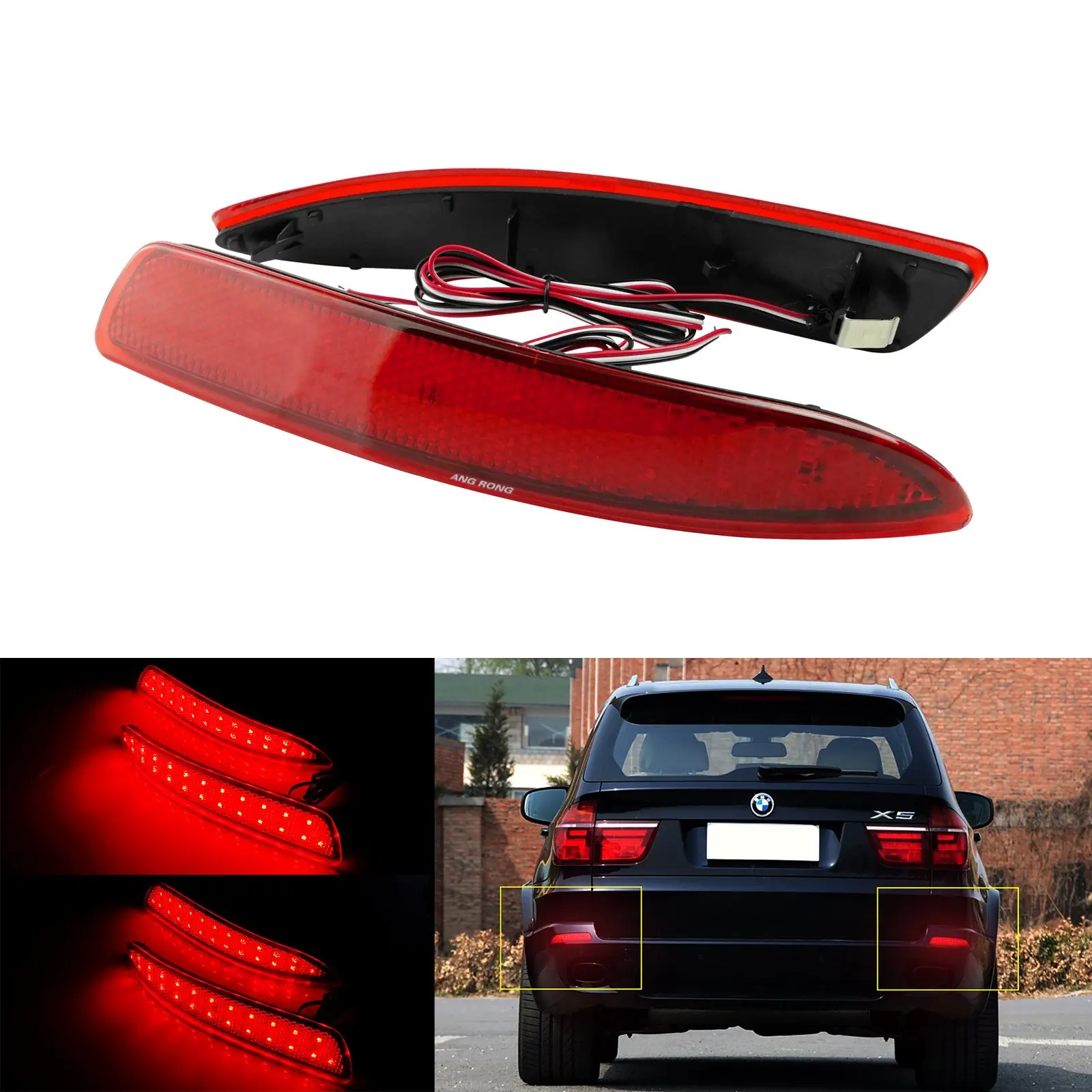 Goedkoop 2 Red Lens LED Rear Bumper Reflector Staart Brake Light Voor BMW X5 E70 M 2006 2013