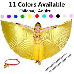 Belly Dance Wings Kids Bellydance Costumes Adult Bollywood Belly Dancing Angle Wings Gold Girls Children 11 Colors Free Sticks