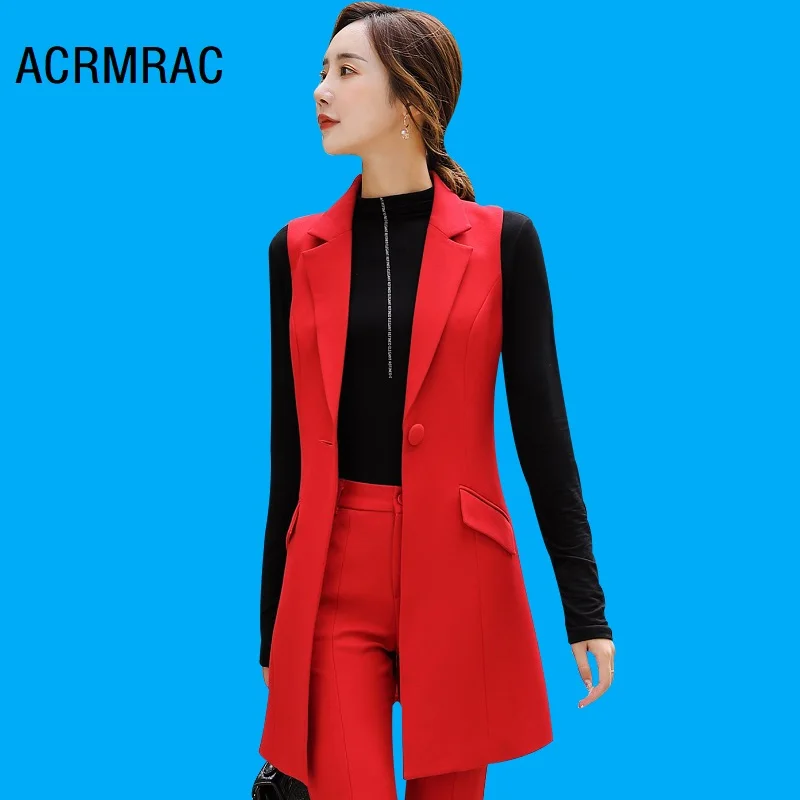 

Women suits Slim autumn Solid color Sleeveless Vest Ankle-Length Pants 2-piece set Women pants suits Woman set suits 8180
