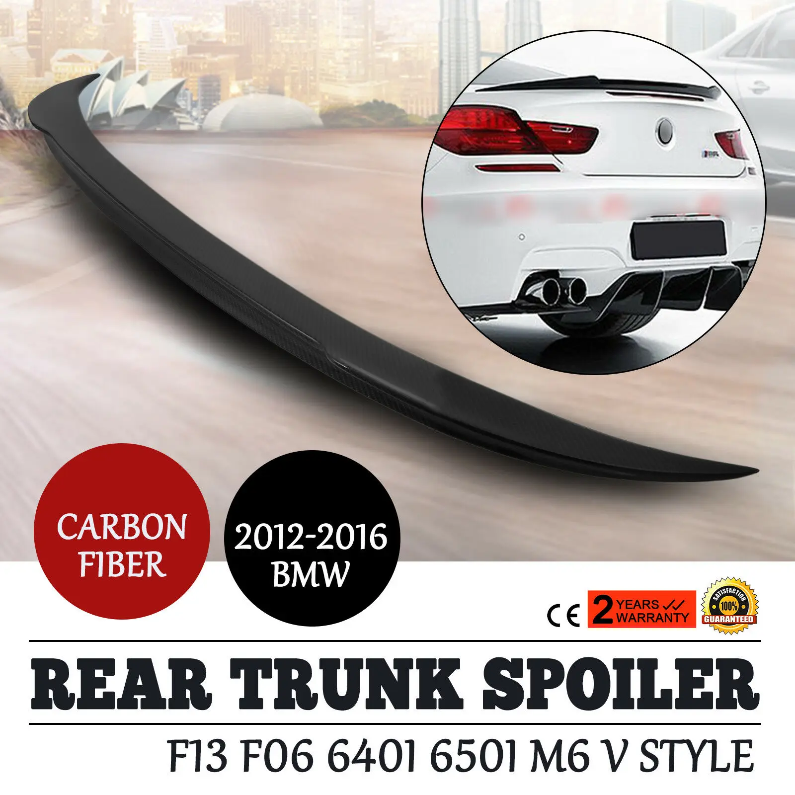 

VEVOR Smooth For BMW F13 F06 Carbon Fiber Rear Trunk Spoiler 640i 650i M6 Fast