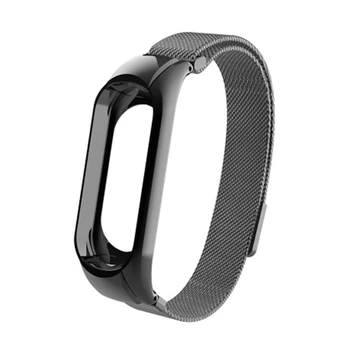 

Replacement Wrist Strap for Xiaomi Band 3 Magnetic-Absorption Steel with Double Buckle Cover(Black)
