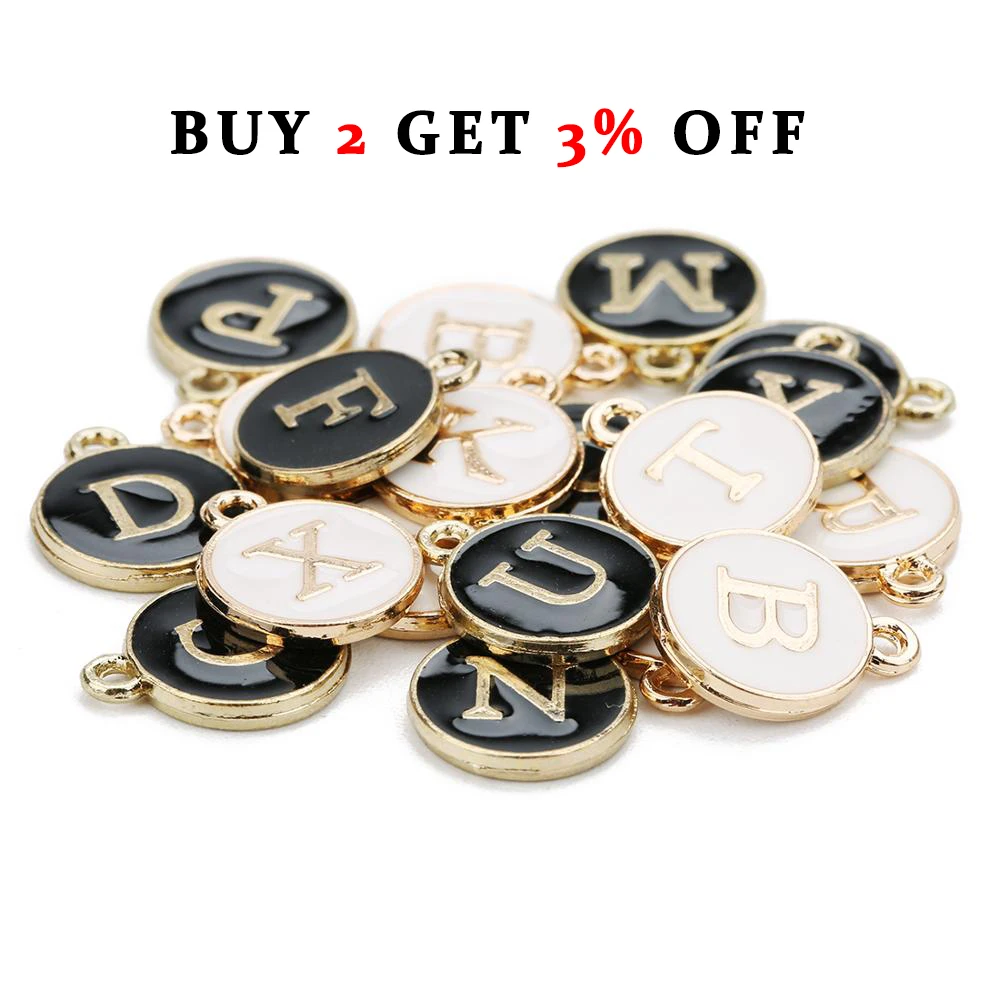 A-Z Letter Charms Enamel Charms Alphabet Initial Letter Handmade Pendant 12*14mm For Diy Bracelet Jewelry Making