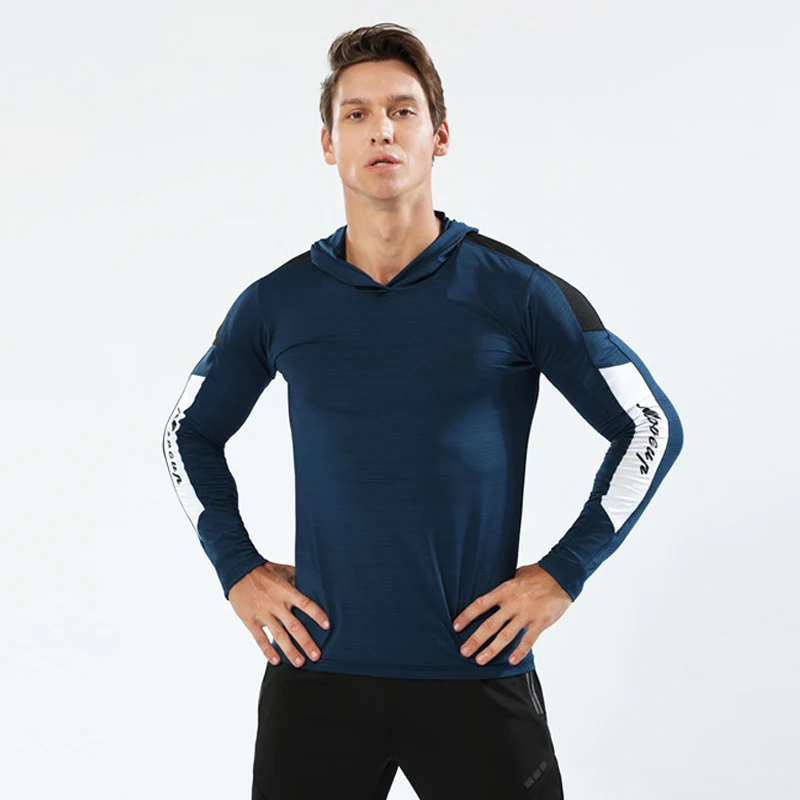 Psvteide мужская куртка для бега Спортивная худи спортивная куртка Hombre осенние толстовки спортивная рубашка мужская компрессионная куртка спортивное пальто фитнес - Цвет: Peacock Blue