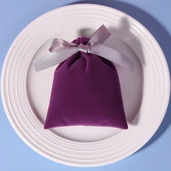 

50pcs Drawstring Pouches Velvet Gift Bags Earrings Ring Storage Custom Jewelry Packaging For Wedding Party Christmas Decoration