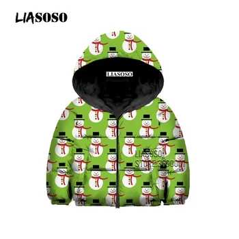

Cute Santa Claus Christmas Gift 3D Print Kids Winter Down Jacket For Girls Boys Children's Down Jacket Casual Cotton Winter Coat
