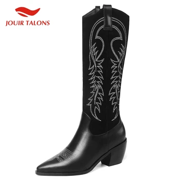 

JOUIR TALONS 2020 big Size 34-46 Dropship Mix Color Mid Calf Boots Woman Shoes Chunky Heels Slip On INS Hot Shoes Women Boots