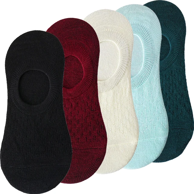 10 pieces = 5 pairs Women Invisible Solid Color Socks Slippers Ladies Polyester Cotton Non-slip Silicone Ankle Socks skarpetki 5 pairs 04