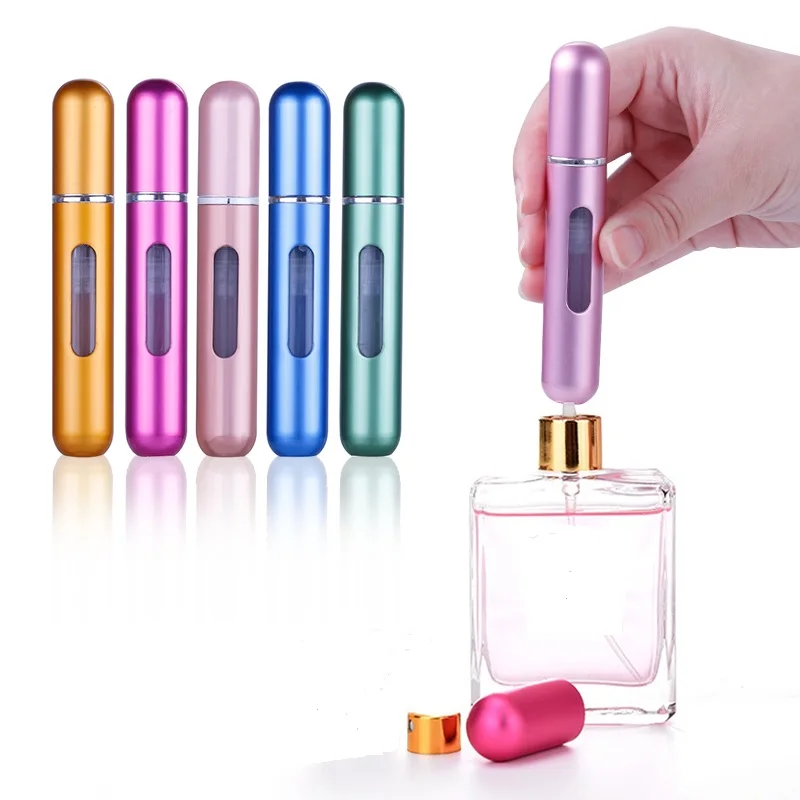 

Mini 5ml 8ml Refillable Perfume Spray Bottle Aluminum Spray Atomizer Portable Travel Cosmetic Container Perfume Bottle Colorful