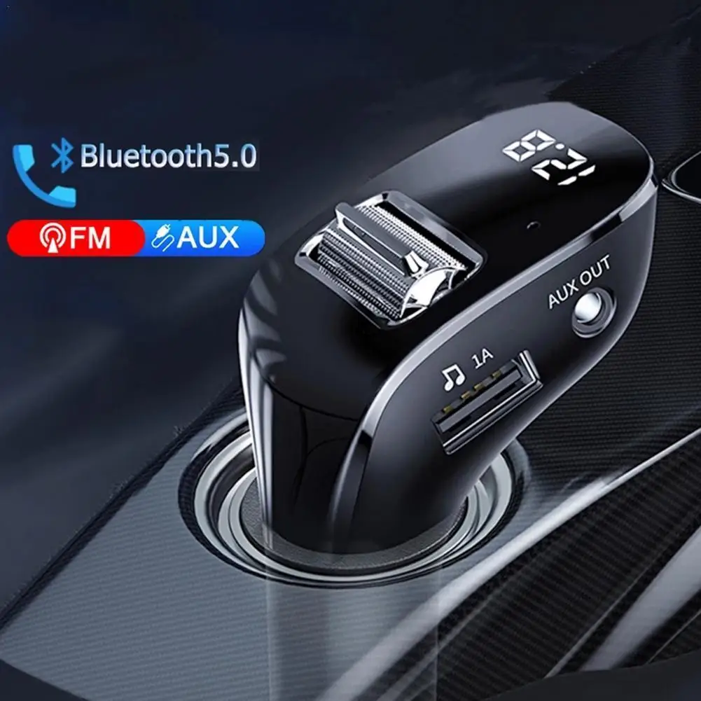 Bluetooth 5.0 auxハンズフリーワイヤレスオートキットデュアルusbオートチャージャー自動ラジオfmモジュレーター自動車fm
