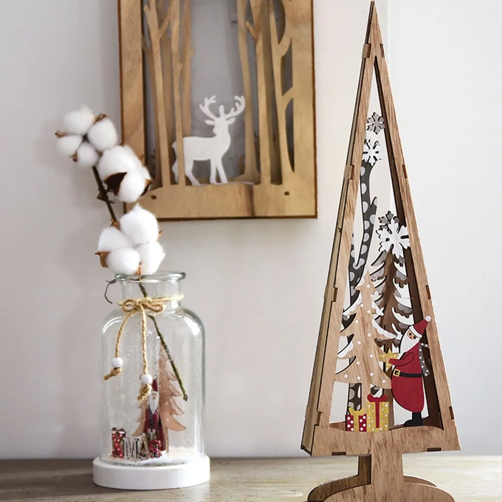 

44.5cm Length Creative Hollow Decoration Table Ornaments LED Changing Color Openwork Christmas Tree Desk Light Xmas Decor Charm