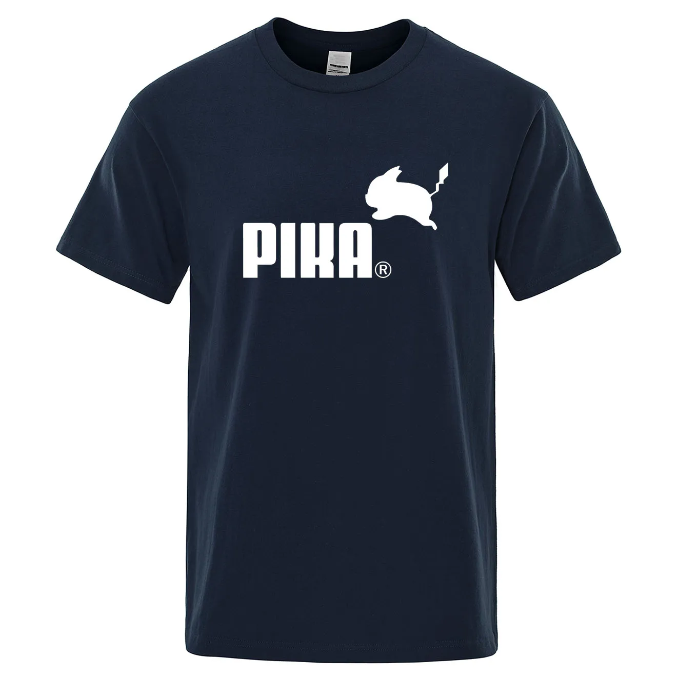 Летняя новая футболка Pika, мужские футболки с японским Аниме Покемон, футболки с Пикачу для мальчиков, хлопковая футболка с коротким рукавом, мужские повседневные футболки, топы - Цвет: dark blue 5