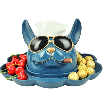 

Nordic Dog Statue Remote Control Fruit Plate Storage Box Tissue Box Resin Animal Sculpture Home Decoration Accessories R2585