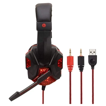 

SY830 Headphones PC Luminous Player Stereo Headphones Foldable Headphones Wired Headset Gaming Headphones Black and Red