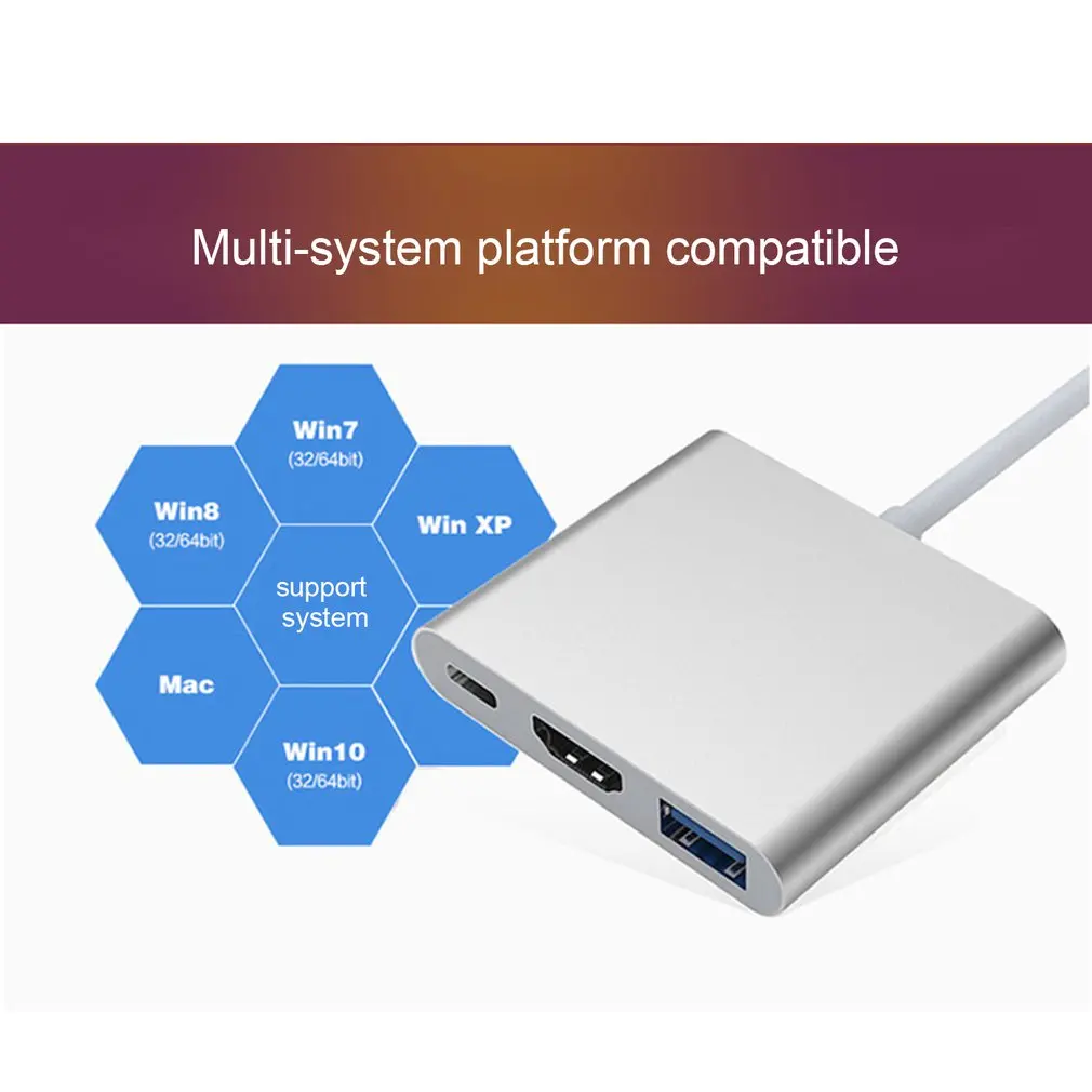 Для Apple для переключателя тип-c к Hdmi+ Usb3.0+ Pd конвертер тип-c к Hdmi три-в-одном многофункциональный конвертер