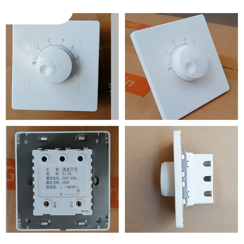 Universal Surface Mounted Ceiling Fan Speed Controller Five-speed Electric Switch Square