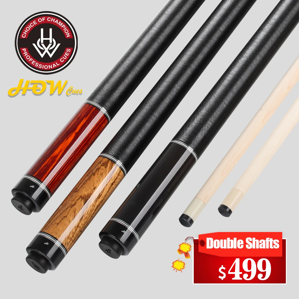 

HOW CUE Double Shafts Billiard Cue $499 Irish Linen Grip Rare Solid 12.8mm M4 Pro Shaft Pool Cue Stick Billard Cue Stick Kit