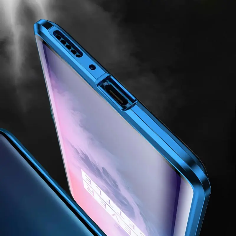 Suntaiho, металлический магнитный адсорбционный чехол для Oneplus 7, двухсторонний, закаленное стекло, Магнитный чехол, чехол для Oneplus 7 7pro 6 6t