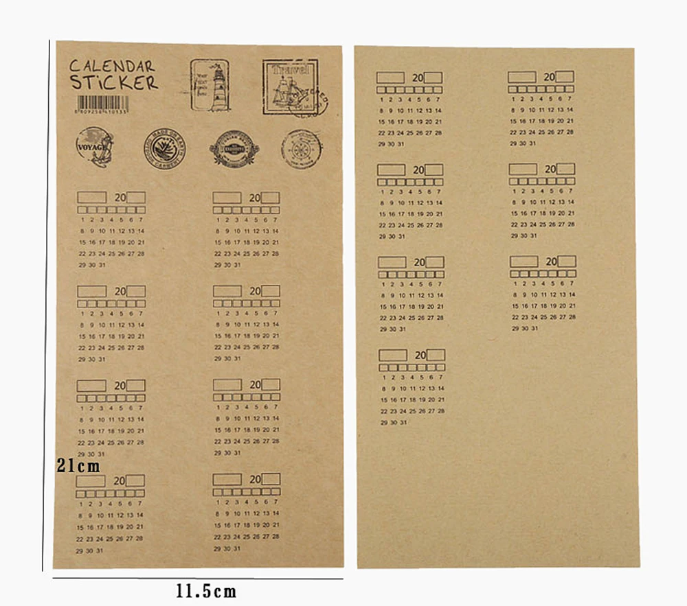 2 Sheets 2024-2025 Calendar Stickers Kawaii Monthly Calendar Stickers  Bookmark Notebook Agenda Planner Index Labels Stationery