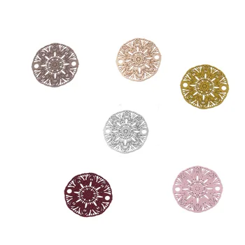 

DoreenBeads Copper Filigree Stamping Connectors Flower Style Silver Color Colorful Jewelry DIY Findings Charms 19mm Dia., 10 PCs