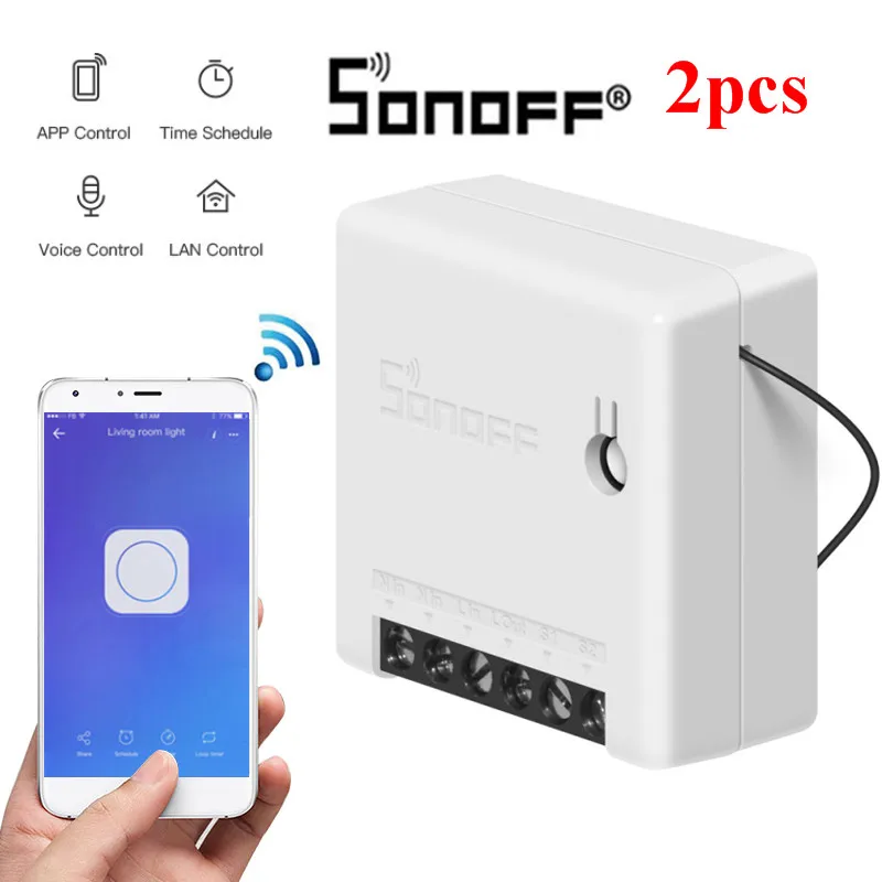 SONOFF 2 шт DIY Мини умный переключатель умный дом WiFi умный пульт дистанционного управления смарт-панель Автоматизация модули двухсторонний стандарт ЕС