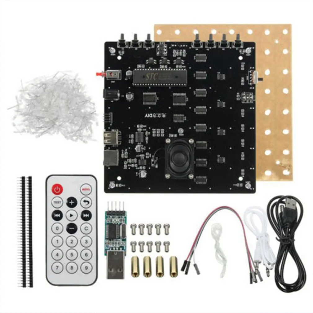 

2019 NEW Arrival 3D Square 8x8x8 LED Blue Light MP3 Music Spectrum PCB Board DIY Kit Built-in MP3 Music Function