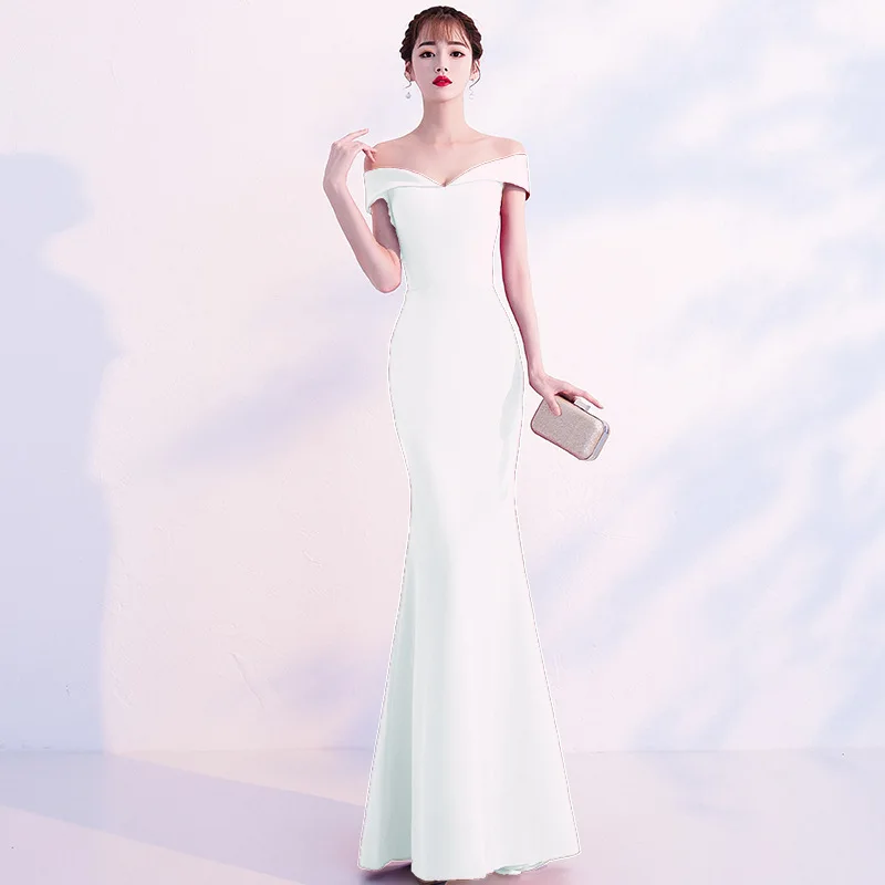 Cotton Plus Size Bridal Dress Sexy Satin Dress Backless Party Mermaid Dress Backless Elegant Formal Sheer Maxi Dress Outfit - Цвет: white1