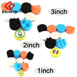 30pc 1/2/3 inchlustro enceramento almofada de polimento kit esponja lã roda carro limpeza remove arranhões beleza rotativa ferramenta acessórios