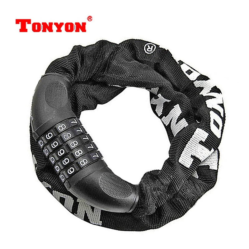 

TONYON 90cm Drill Resistant Resettable Passwords Lock 5-Digital Password Cycling Lock Motorcycle Chain Security Lock