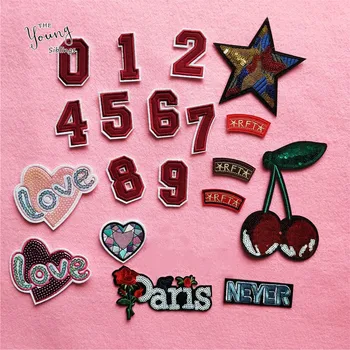 

New Embroidery hot melt adhesive patches iron for clothes Numerals Letter Stickers badge DIY jacket hat Sewing accessories