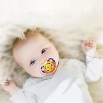 

Baby Pacifier Silicone With Lid Butterfly Round Flat Printing Pattern Infant Sleep Appease Nipple