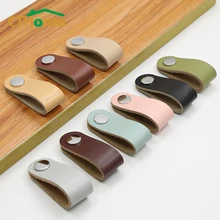 

1pcs Leather Handle for Wardrobe Colorful Furniture Drawer Pulls Hardware Cupboard Kitchen Cabinets Door Knobs Home Decoration