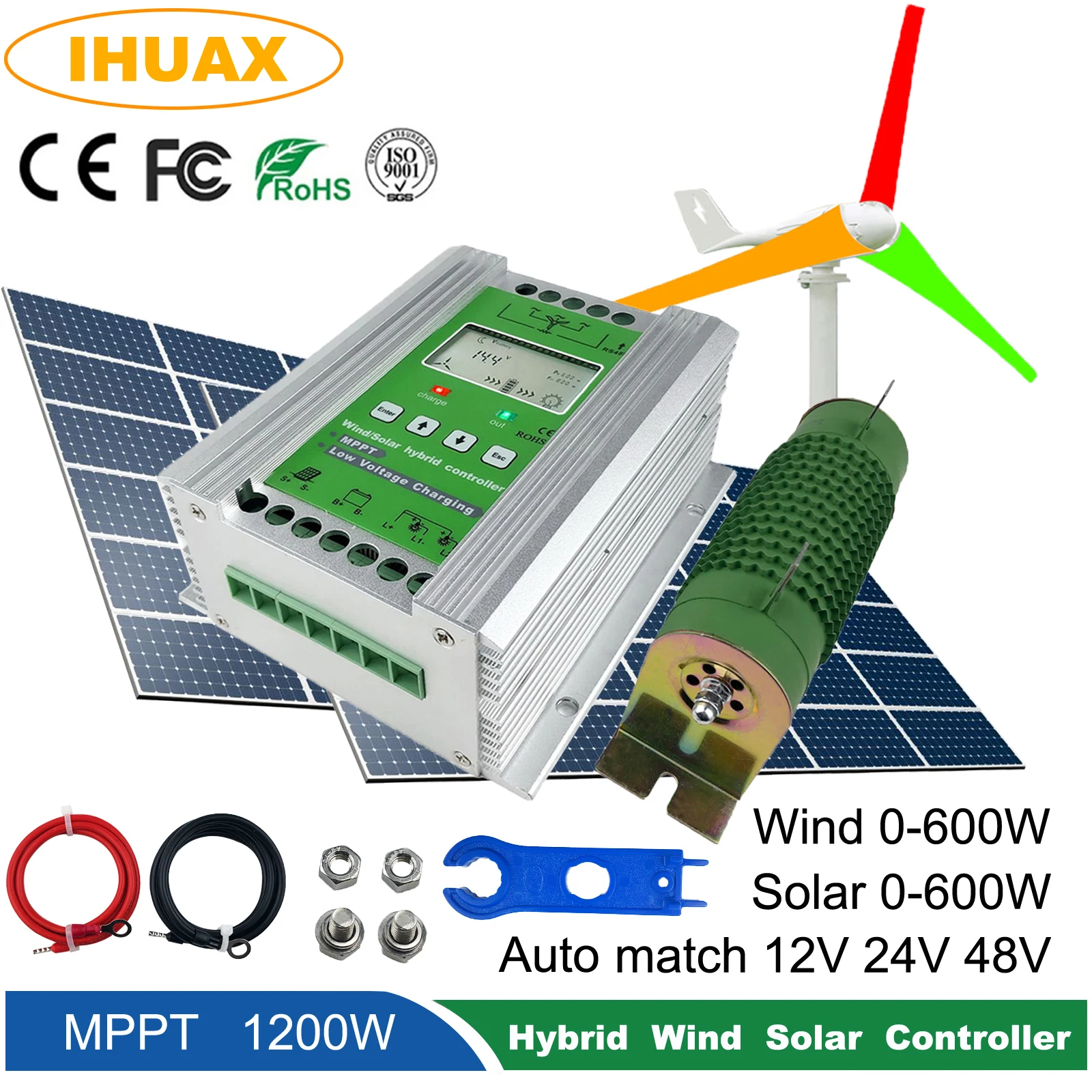 MPPT Wind Solar Hybrid system Controller 12V 24V 48v apply for1000w 800W 600W wind turbine generator +600W 800w solar panels |