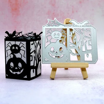 

3D Candy Box Happy Halloween Spider & Pumpkin Lantern Dies for diy scrapbooking blade punch stamps and dies 2020 knife mold