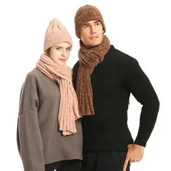 New Autumn Winter 2022 3 Pcs/set Scarf Couples Fashion With Men Women Simple Thickening Wear Resistant Warmer Hat Gloves Set